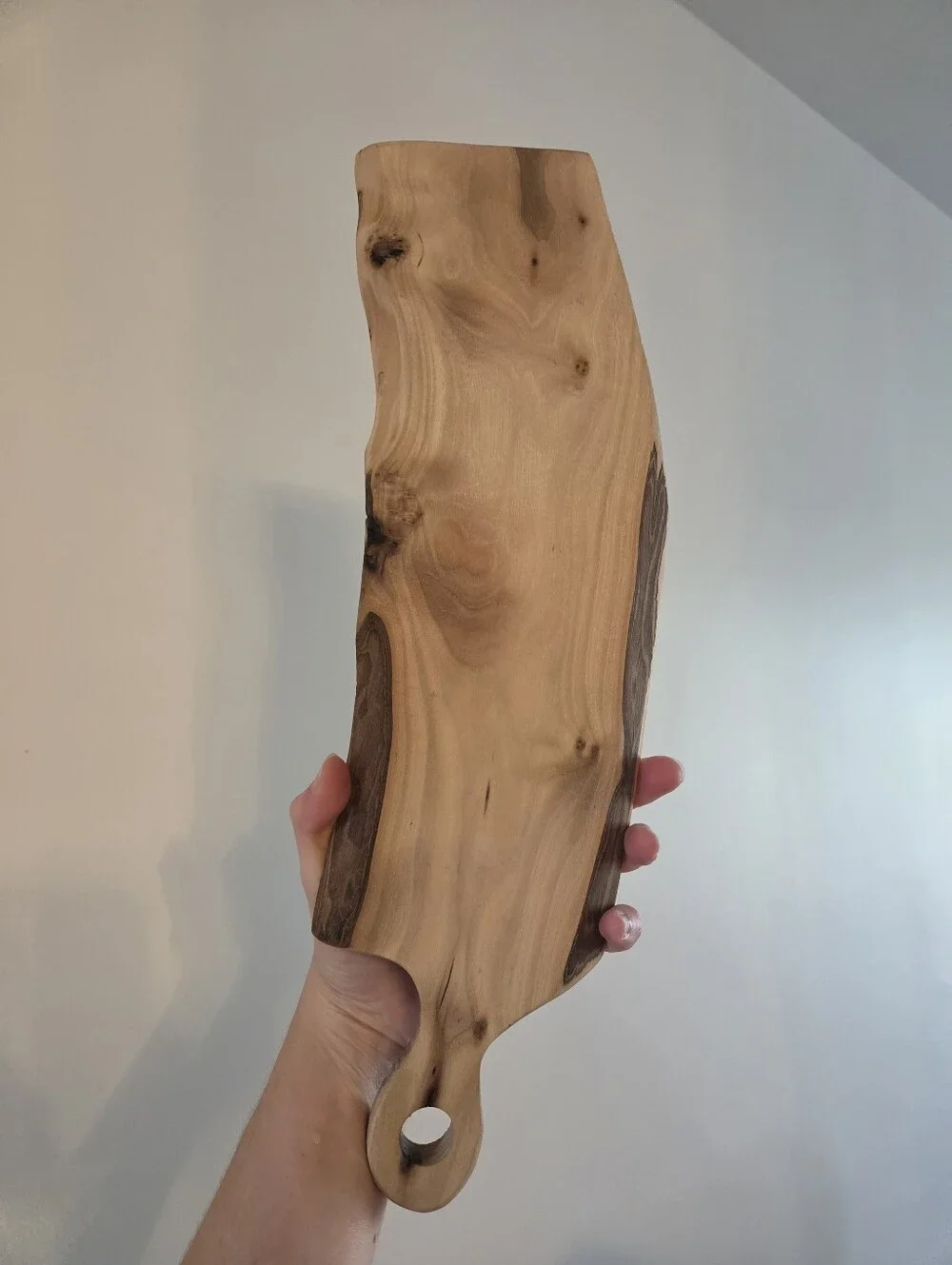 Handcrafted Live Edge Wood Cutting Board with Handle - Approx. 14.5